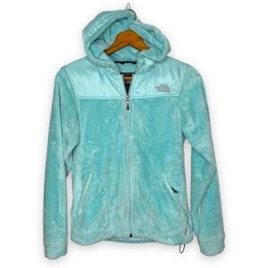 The North Face women's frosty blue Oso hoodie faux fur fleece zip up jacket XS